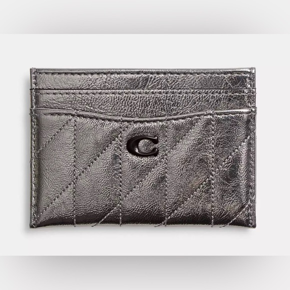 COACH Bundle•Quilted Leather Pouch Bag and Card Case in Metallic Anthracite - Picture 6 of 11